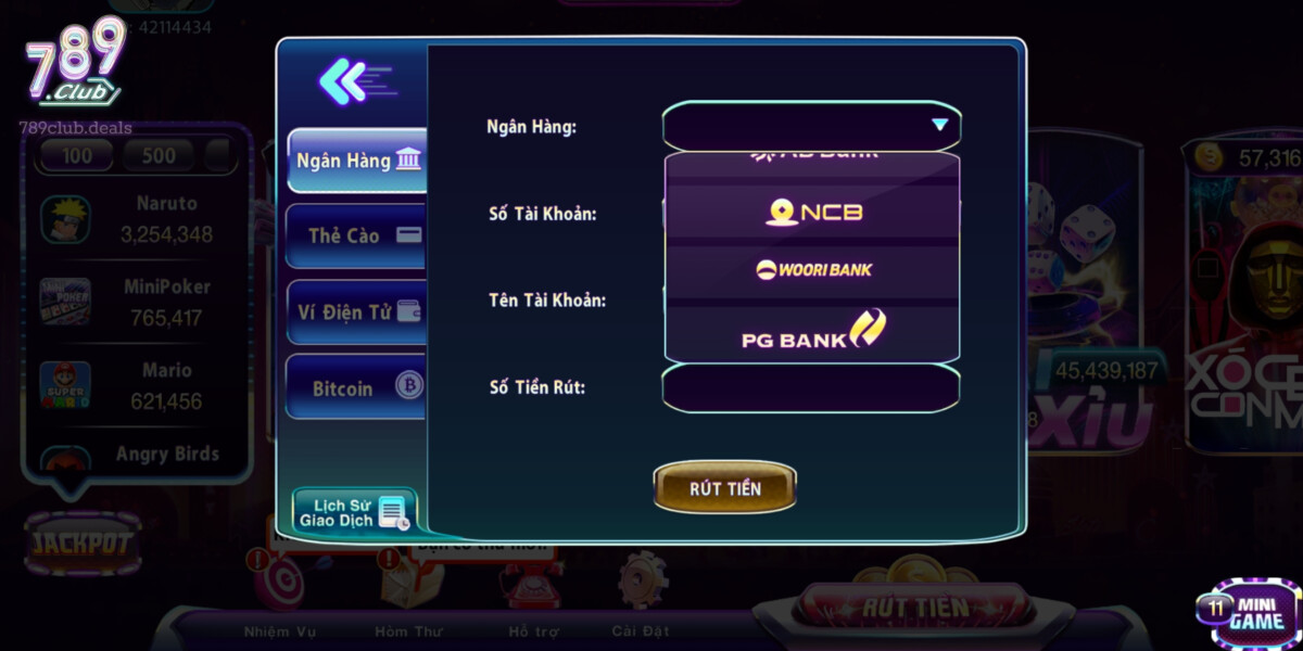 Phương Thức Rút Tiền Qua Tài Khoản Ngân Hàng tại 789Club